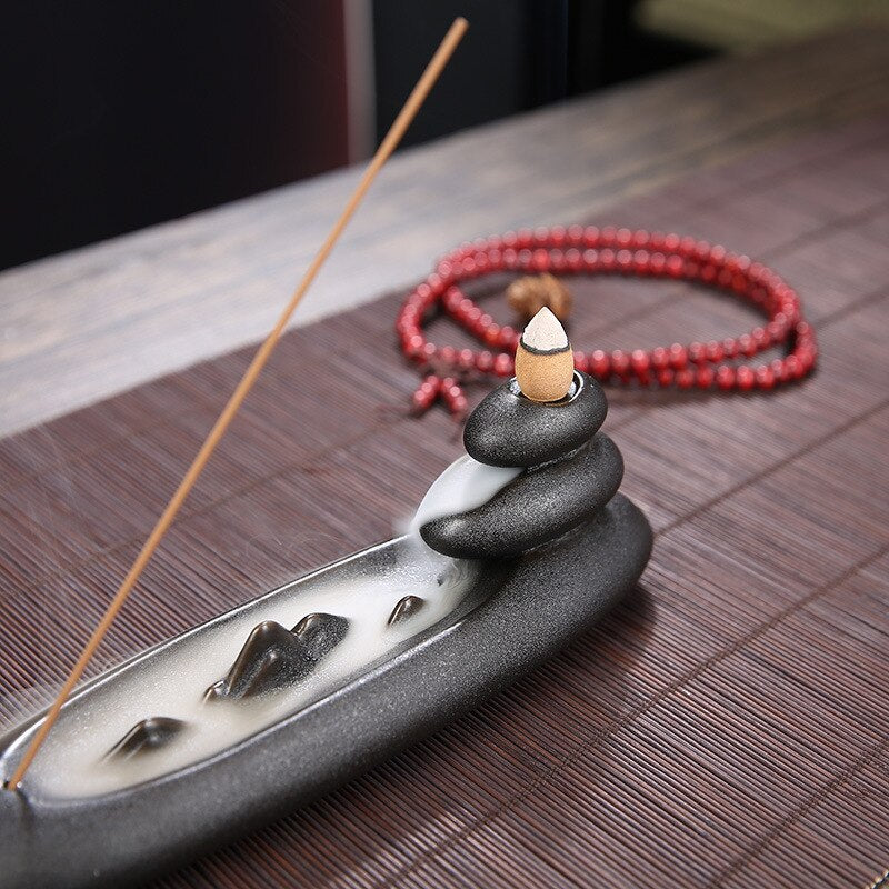 Zen Voyage: Boat Waterfall Incense Holder for Serenity