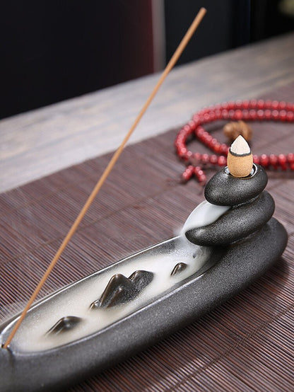 Zen Voyage: Boat Waterfall Incense Holder for Serenity